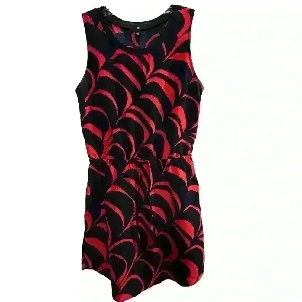 Gap‎ Women's Sleeveless Tie Waist Dress Size M red and black Knee Length